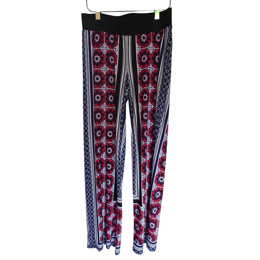INC International Concepts Red Floral Medallion Print Wide Leg Pants XS Coquette